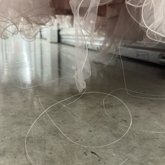 Blush Pink Ball Gown Quinceañera Prom Dress Rhinestone Corset Ruffle Tulle L/XL - Picture 10 of 14